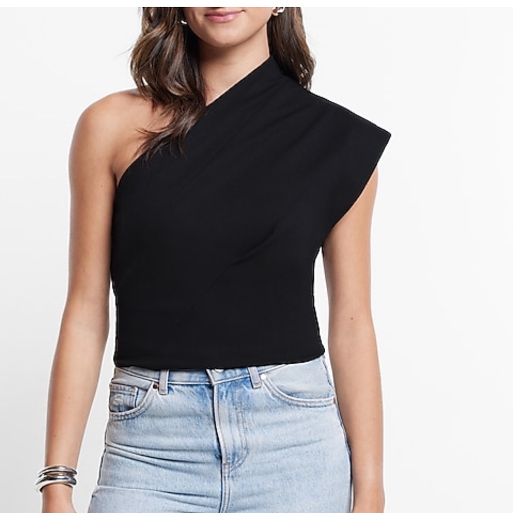 Express one shoulder cropped top xs